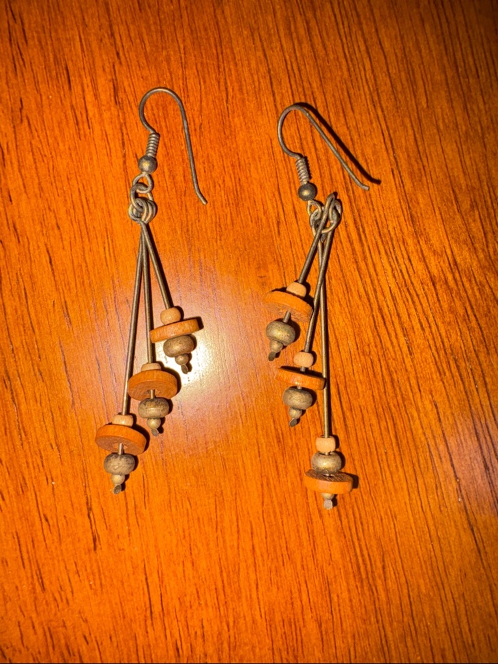 Abstract tribal Orange Bead Dangle Earrings - Women's Jewelry